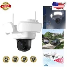 Wired Security Camera: 3K UHD, 360° PTZ, 2600-Lumen Floodlight, Motion Detection