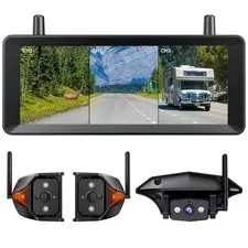 AUTO-VOX Wireless RV Backup Camera System, Rear and Side Triple Camera, Black