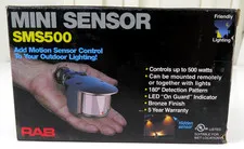 RAB Lighting SMS500 Mini Sensor, 180 Degrees Detection Pattern, 500W Power, 120V