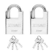 2Pcs High Security Steel Shrouded Padlock with Key, Silver(1-3/16 Inch)