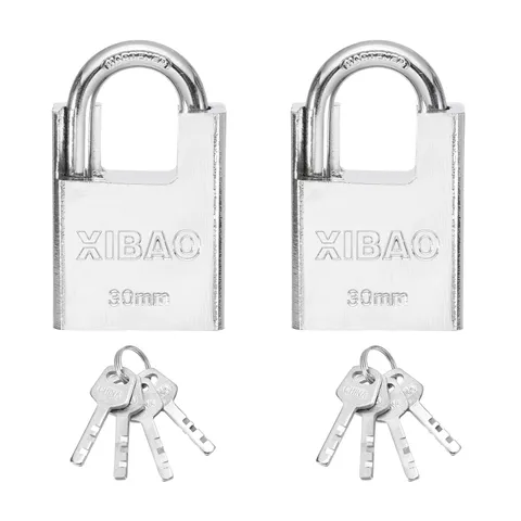2Pcs High Security Steel Shrouded Padlock with Key, Silver(1-3/16 Inch)