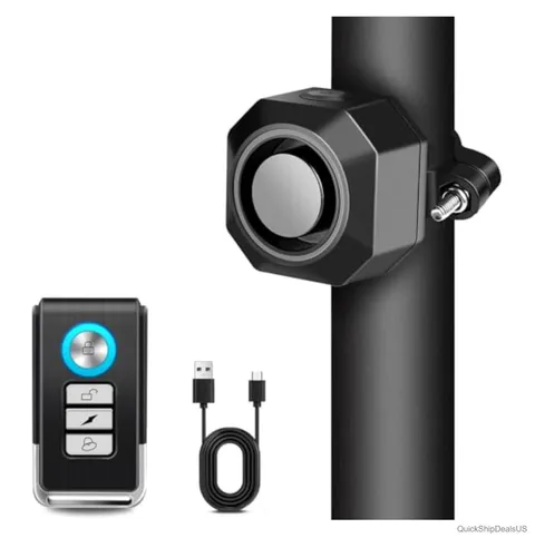 Bike Alarm 110dB USB-C Rechargeable Remote Control Motion Sensor Waterproof