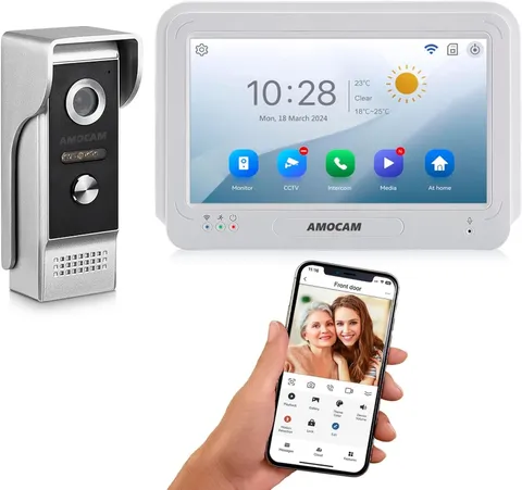 Wireless WiFi Video Doorbell with 1080P Camera and 7 Inch Touch Screen Monitor