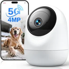4MP Pet Camera Indoor Security Camera Plug-In 360° Pan Tilt, 5G/2.4G | with Spea