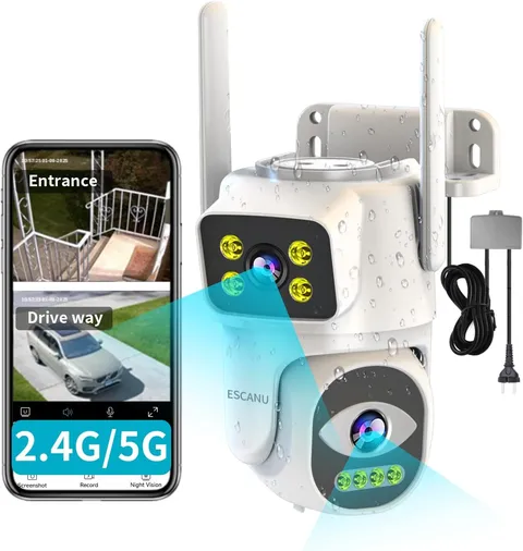 Dual Lens Security Camera Outdoor,Wifi Camera for Home Security,Home Survaillanc