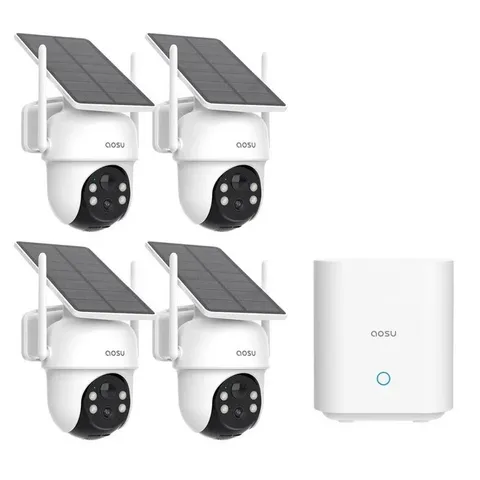 AOSU Solar Security Cameras Outdoor Wireless 4 Cam-Kit 2K Color Night Vision