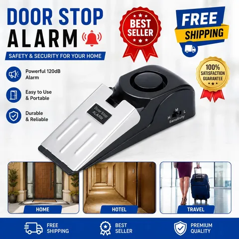 Security Door Stop Alarm System 120DB Hotel Home Wireless Security Safety Tools