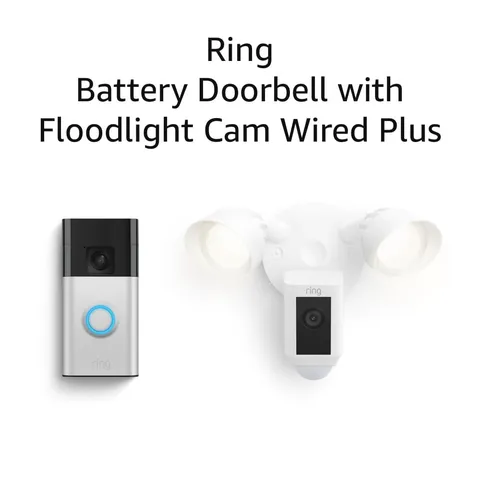 Battery Doorbell with  Floodlight Cam Wired plus (White)