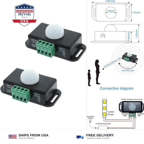 DC 12V 24V PIR Sensor LED Motion Sensor Switch,Body Infrared Sensing Controll...