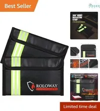 Fireproof Bag 5x8 Inches Polyester Water Resistant with Reflective Strip 2-Pack