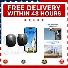 VSMAHOME 2-Pack 4MP Indoor Outdoor WiFi Security Cameras Night Vision