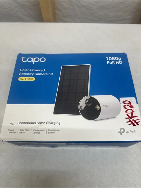TP-Link 𝗧𝗮𝗽𝗼 SolarCam C402 Kit, Outdoor Battery Camera w/Solar Panel Base...