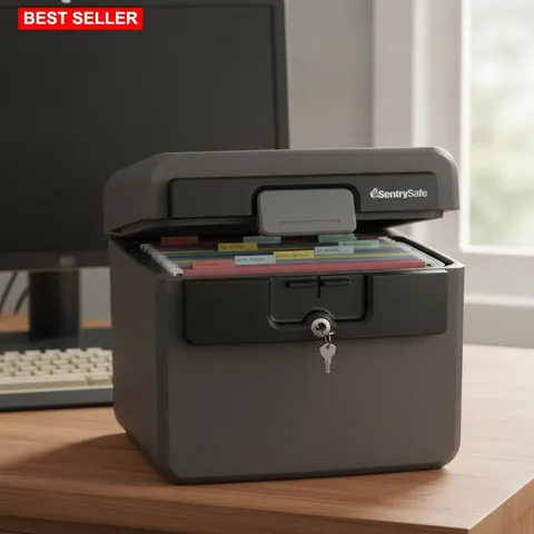 Safe Steel Fireproof Waterproof Document File Box Key Lock 0.65 Cu Ft