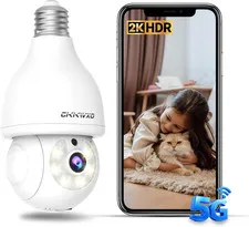 2K Wireless Light Bulb Camera, 2.4&5G Wifi Bulb Security Camera | 360° Motion De