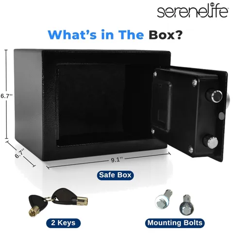 Secure Storage Safe Box 9.1" x 6.7" x 6.7" | Electronic Key