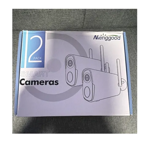 Menggood Smart Cameras 2-Pack 2K Wi-Fi Wireless Battery IP, Two-Way, White 
