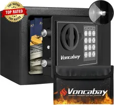 Money Safe Box for Home with Sensor Light & Fireproof Money Bag - 0.23 Cubic Fee