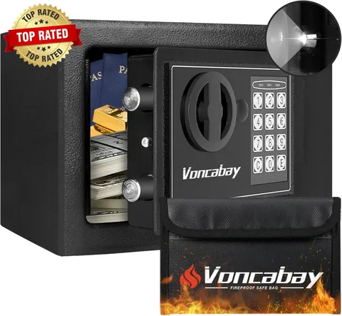 Money Safe Box for Home with Sensor Light & Fireproof Money Bag - 0.23 Cubic Fee