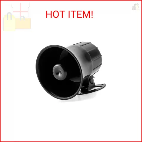 QWORK Electric Siren Horn, DC 12V Security Loud Wired Alarm Siren for Home Alarm
