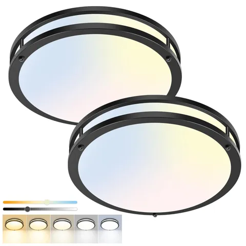 hepside 13inch Flush Mount Ceiling Light Fixture 2 Pack, 13inch-2Packs, Black