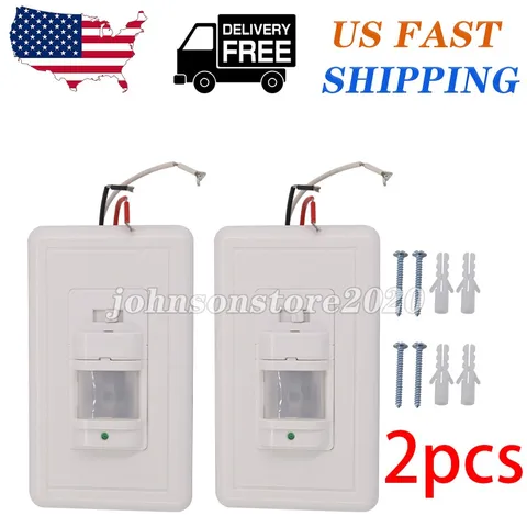2Pcs Automatic PIR Occupancy Motion Sensor Light Switch Auto On/Off Infrared