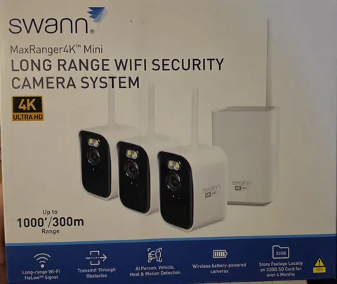 Swann MaxRanger4K Mini 4K Ultra HD Long Range Wi-Fi Security Camera System 3 Cam