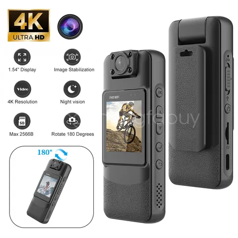Body Camera 4K WiFi Pocket Audio Video Recorder Night Vision Cam Support 256GB