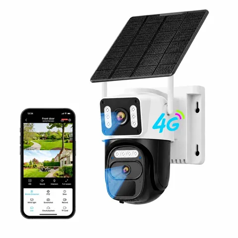 HAWKRAY 4G LTE Outdoor Solar-Powered Cellular Security Camera (Built-in SIM C...