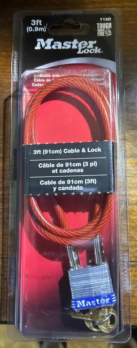 Master Lock Padlock Cable Lock 3/16 X 36In 4 Pin Cylinder Steel 1Pk