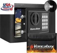 Money Safe Box with Sensor Light & Fireproof Bag - 0.23 Cu Ft