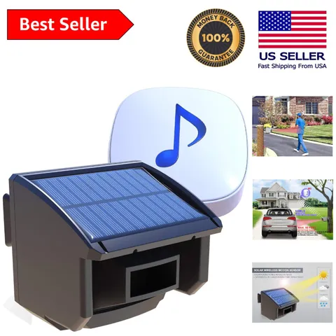 Weatherproof Solar Motion Sensor Alarm - 1/4 Mile Range for Outdoor Security