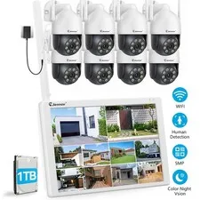 10CH 5MP Wireless WiFi NVR Security Camera Kit 1TB Outdoor Video Surveillance
