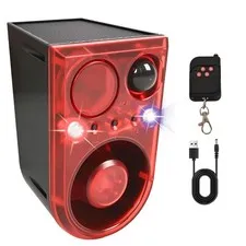 Solar Outdoor Motion Sensor Alarm with Ultrasonic-13-Sounds Including Dog Bar...