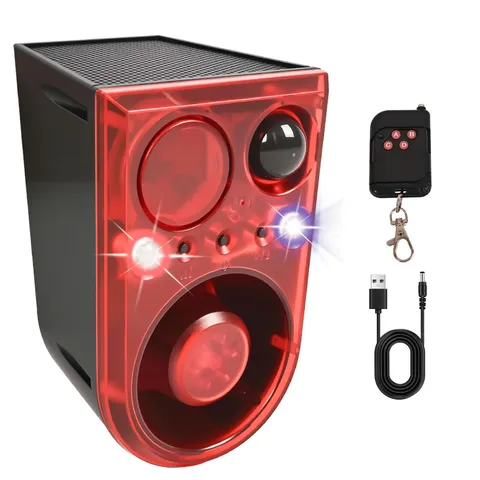 Solar Outdoor Motion Sensor Alarm with Ultrasonic-13-Sounds Including Dog Bar...