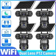 9MP Solar Security Cameras Wireless Outdoor Night Vision WiFi PTZ Surveillance