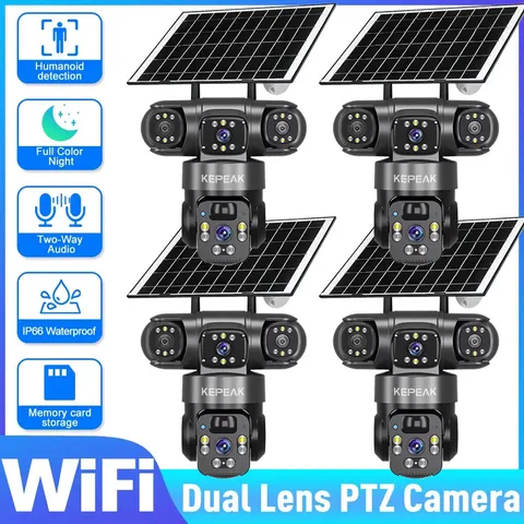 9MP Solar Security Cameras Wireless Outdoor Night Vision WiFi PTZ Surveillance