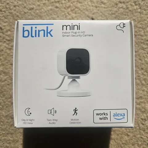 Blink Mini 1080p Indoor Wi‑Fi Camera, Alexa, Motion, 2‑Way Audio, Night, White