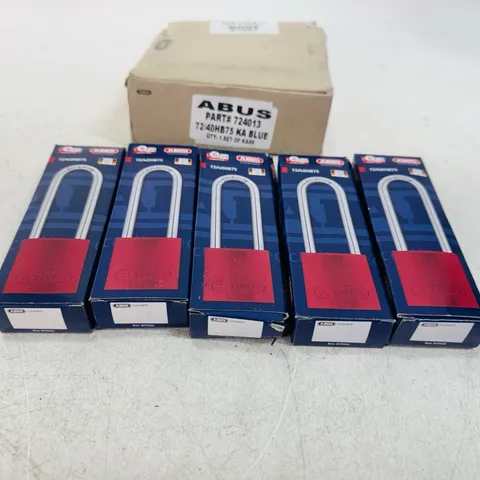 5 Pack - Abus Lock 72/40HB75 Aluminum Safety Lockout Padlock Blue AlikeKeys