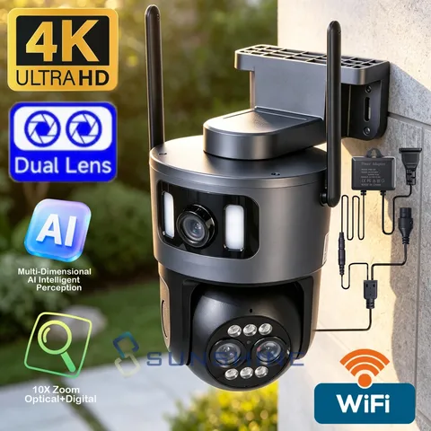 Cámara de seguridad de doble lente Wifi de red PTZ detección de humanos con IA