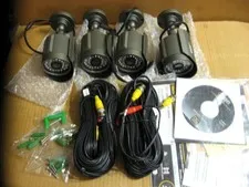 4 New Q-See QM6510B Security Camera Weatherproof 100ft Night Vision W/2 60FT Wir