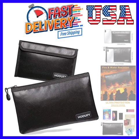 Fireproof Money Bag - 10.6"x6.7" & 5"x8" Small Fireproof Bags, Bank Deposit &...