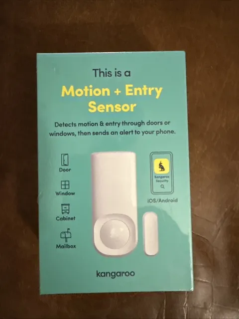 Kangaroo Indoor Motion & Entry Sensor White Door Window Security IOS/Android