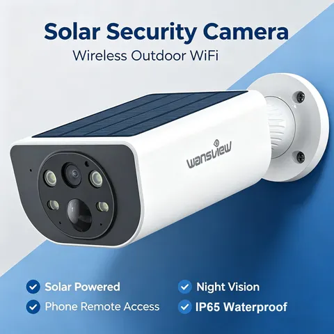 Wansview 2K Outdoor Security Camera Wireless WiFi Solar Powered IP65 Waterproof