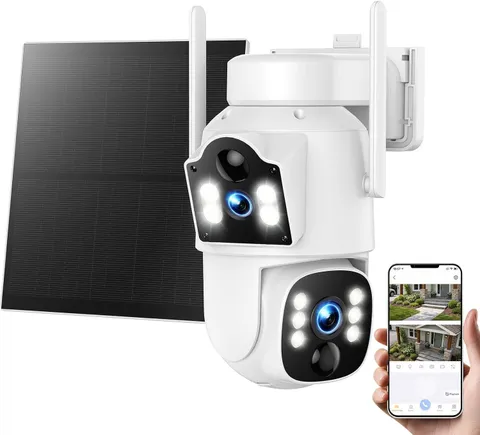 LTE Dual Lens Cellular Security Camera, No WiFi Solar Security Cameras Wireless