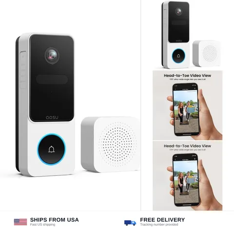 aosu Video Doorbell Camera Wireless, 2K QHD, 170° Wide Angle, 2.4 GHz WiFi | ...