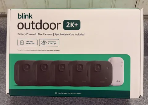Blink Outdoor 2K+ Wireless Smart Security 5 Camera System with Sync Module Core