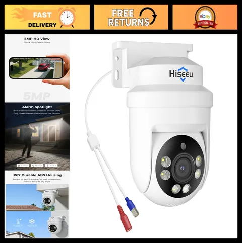 5MP HD-TVI Dome PTZ Security Camera, 355° Pan, 90° Tilt, 100ft IR Night Vision,