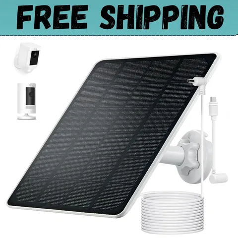 Ring Camera Solar Panel Charger for Stick Up and Spotlight Cams, Weatherproof