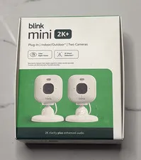 Blink Mini 2K+ 2K Wi-Fi Indoor/Outdoor Cameras 2-Pack White Two-Way Audio