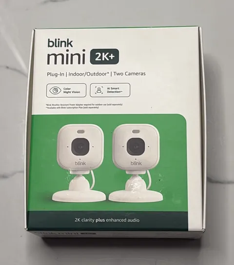 Blink Mini 2K+ 2K Wi-Fi Indoor/Outdoor Cameras 2-Pack White Two-Way Audio